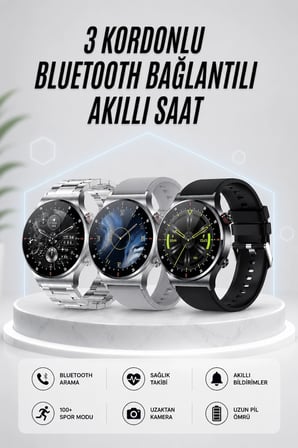 Epilons Akıllı Saat Siyah Amoled Ekran Bluetooth Sesli Görüşme Nabız Ölçer IP58 Su Geçirmez