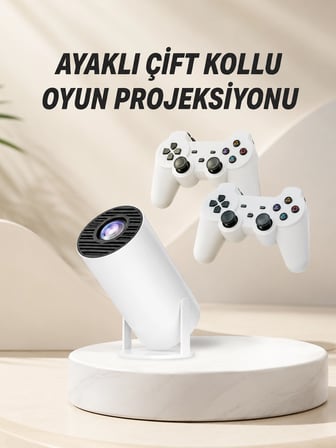Epilons Taşınabilir Android Projeksiyon Cihazı 4K Çözünürlüklü Çift Kollu Oyun Projektörü Wifi 6 Bluetooth 5.0