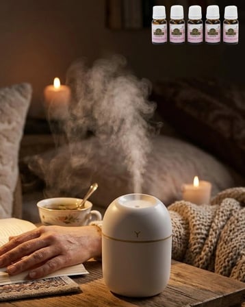 Mini Nemlendirici 5 Esans Hediyeli Led Işıklı Taşınabilir Aromaterapi Buhar Makinesi