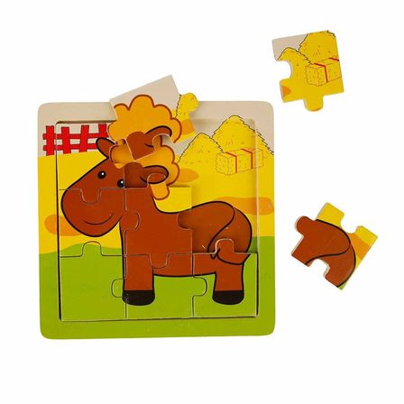NW NessiWorld Ahşap Puzzle 9 Parça Hayvanlar 3-5 Yaş Çok Renkli
