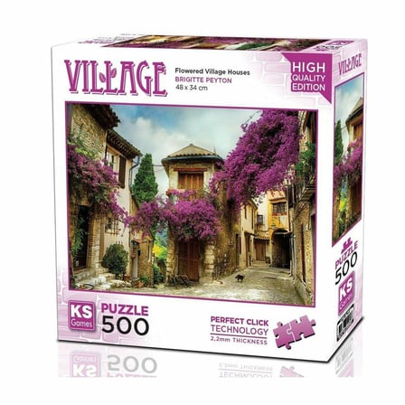 NW NessiWorld Flowered Village Houses 500 Parça Klasik Puzzle Çok Renkli Karton 48 x 34 cm