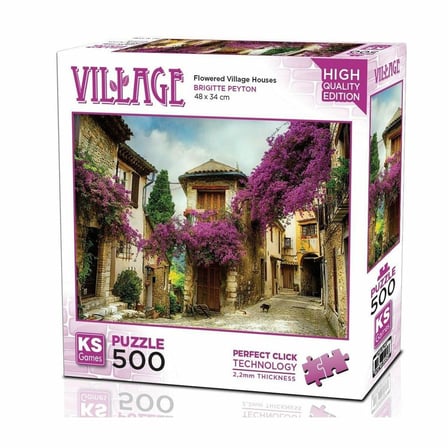 NW NessiWorld Flowered Village Houses 500 Parça Klasik Puzzle Çok Renkli Karton 48 x 34 cm