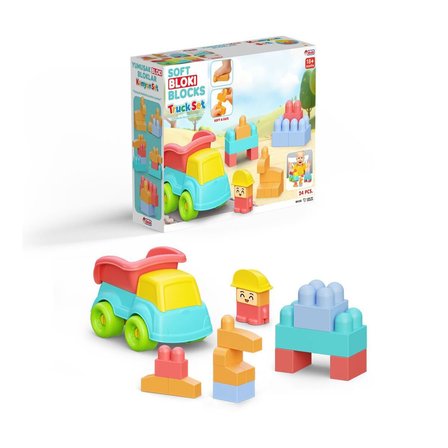 NW NessiWorld Eğitici Oyuncaklar Yumuşak Bloklar Kamyon Set 24 Parça 18+ Ay