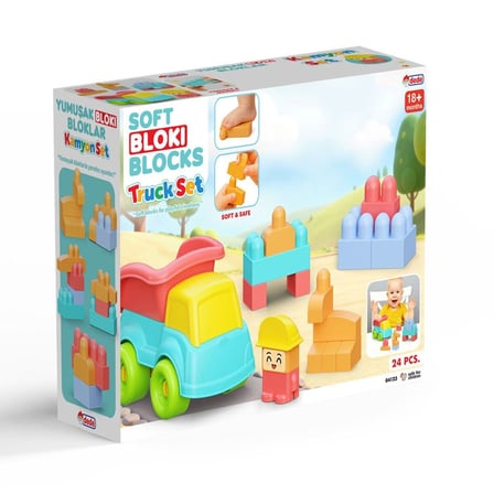 NW NessiWorld Eğitici Oyuncaklar Yumuşak Bloklar Kamyon Set 24 Parça 18+ Ay