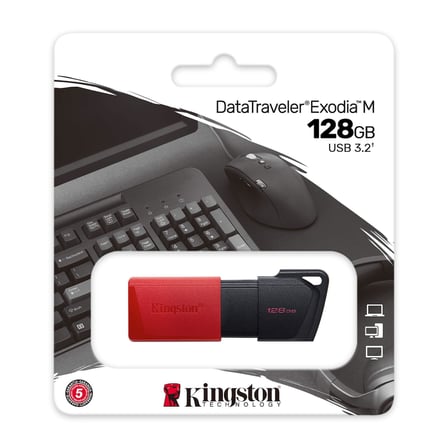 Kingston Exodia M USB Flash Bellek 128 GB USB 3.2 Kırmızı Siyah