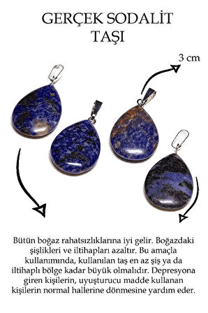 Sertifikalı Damla Model Azurit Taşı Kolye (GÜMÜŞ APARATLI)