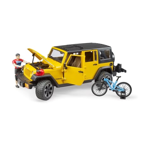 Ufakent Jeep Rubicon Model Araba Hardal Renk Bisiklet Ve Sürücüsü