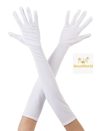 Urfakent Beyaz Renk Yetişkin Unisex Uzun Kumaş Eldiven