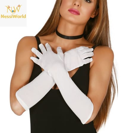 Urfakent Beyaz Renk Yetişkin Unisex Uzun Kumaş Eldiven
