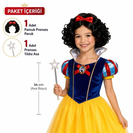 NW NessiWorld Pamuk Prenses Kostüm, Yıldız Asa Seti, Siyah, Çocuk, 34 cm Asa Boyu