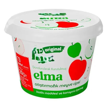 NW NessiWorld Elma Atıştırmalık Meyve Cipsi 20 gr Dondurularak Kurutulmuş Şeker İlavesiz Katkısız