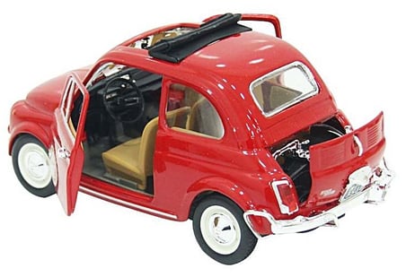 URFAKENT Bburago Fiat 500L 1968 Model Araba Kırmızı 1:24 Ölçek