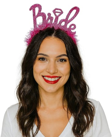 Gümüş Renk Bekarlığa Veda İtalik Yazı Alyanslı Bride Taç