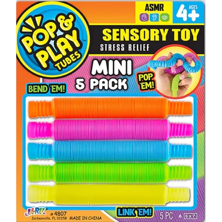 Jaru Pop & Play Tubes Duyusal Stres Oyuncağı Mini 5'li Paket ASMR Eğitici Oyuncak