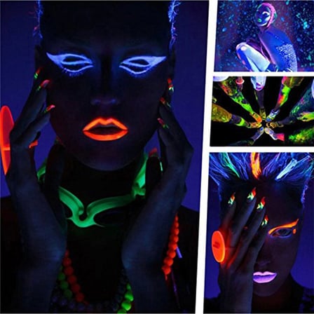 Urfakent Kostüm Neon Boya UV Işıkta Parlayan Makyaj Seti Çok Renkli Unisex Yetişkin