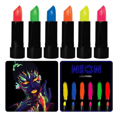 Urfakent Kostüm Neon Boya UV Işıkta Parlayan Makyaj Seti Çok Renkli Unisex Yetişkin