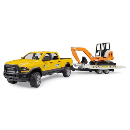 Bruder Ram 2500 Römorklu Pickup ve Mini Ekskavatör Sarı Turuncu