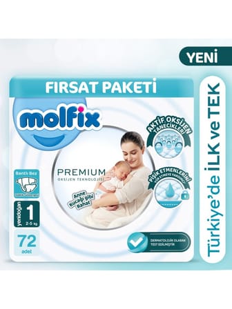Premium Bebek Bezi Fırsat Paketi 1 Beden 2-5 Kg 72 Adet