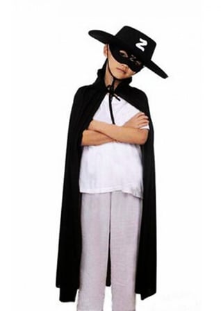 Urfakent Siyah Çocuk Zorro Pelerin, Maske ve Şapka Kostüm Seti