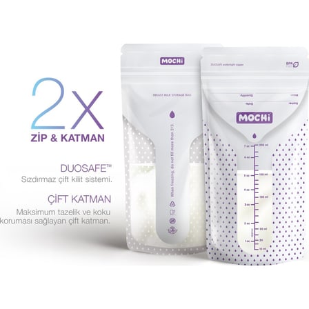Mochi Anne Sütü Saklama Poşeti 50 Adet 200ml Çok Renkli
