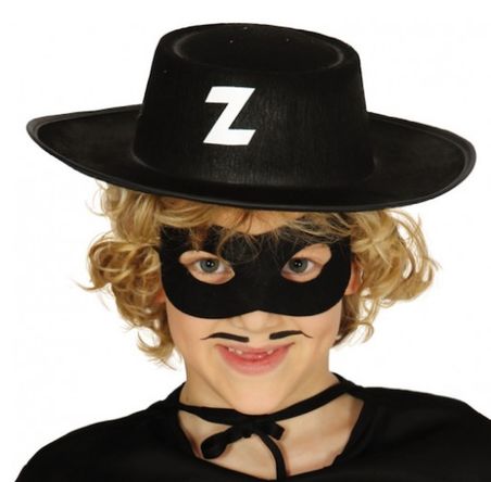 Urfakent Z Logolu Zorro Şapkası ve Zorro Maskesi Çocuk Boy Siyah Unisex