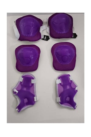 Çocuk Koruyucu Set Dizlik Dirseklik Bileklik 6 Parça Paten Scooter Bisiklet Kaykay Koruyucu Mor Renk