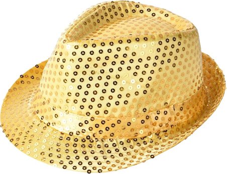 NW NessiWorld Disko Star Gold Payetli Fötr Fedora Şapka Yetişkin Unisex