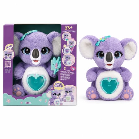 NW NessiWorld Amigurumi Peluş Koala Mama Mor Hareketli Sesli Sürpriz Bebekli Oyuncak