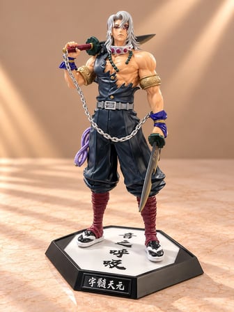 Özel Üretim Demon Slayer Tengen Uzui Çift Kılıçlı Anime Figürü Oda Dekoru Masa Süsü