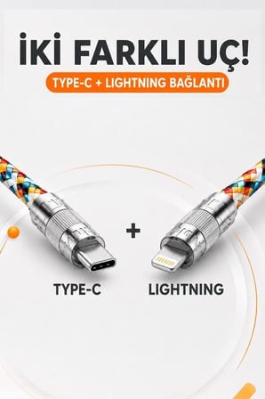 Özel Üretim Type-C to Lightning U32 Renkli 27W Telefon Bağı Cihaz Askısı Şarj Kablosu
