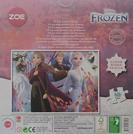 Karlar Prensesi Frozen 50 Parça Büyük Boy Yap-Boz Puzzle Zoe