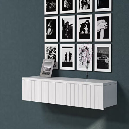 55 CM Konsol Tek Büyük Çekmeceli | Dresuar | Duvara Monte MDF Ahşap Raf | Makyaj Masası 