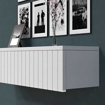 55 CM Konsol Tek Büyük Çekmeceli | Dresuar | Duvara Monte MDF Ahşap Raf | Makyaj Masası 