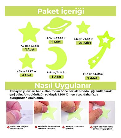 Karanlıkta Parlayan Fosforlu Gezegen Ve Yıldızlar Sticker