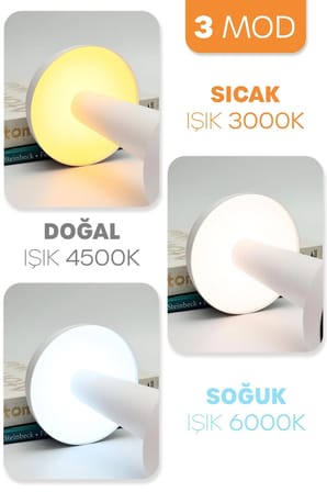 Gold Metal Dokunmatik Şarjlı Masa Lambası 3 Işık Parlaklık Ayarlı Gece Abajuru LED