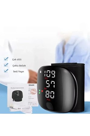 Akıllı Dijital Sesli Türkçe Konuşan Koldan Tam Otomatik Hassas Tansiyon Nabız Ölçme Aleti LCD Ekran