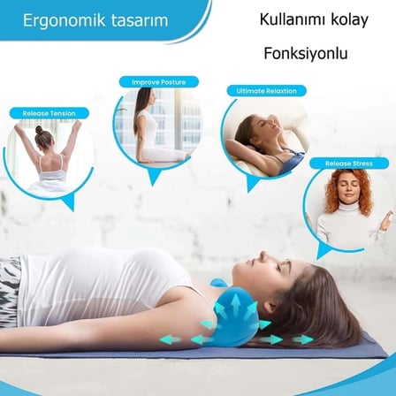 Ortopedik Servikal Boyun Masaj Yastığı Dik Duruş Destekleyici Omurilik Hörgüç Giderici Rahatlatıcı
