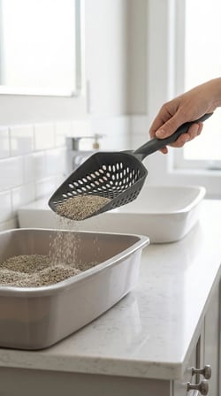 Kedi Kumu Eleme Küreği Çift Taraflı Ağlı ve Plastik Çerçeve ile Temizleme