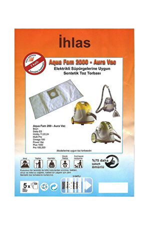 Magic Bags | Ihlas Uyumlu Aura Aqua Vac Multi Pro Halı Yıkamalı Süpürge Torbası Bez 5'li Paket