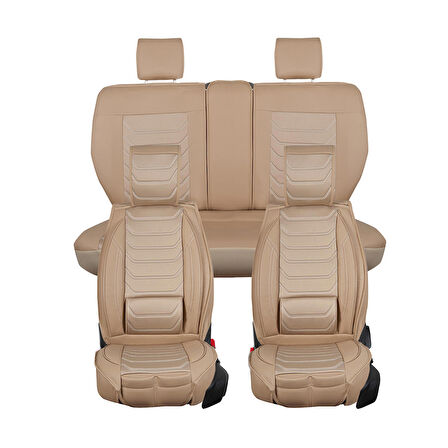 Seat Ateca Uyumlu Lüx Deri Oto Koltuk Kılıfı Ön/Arka Set Antalya Serisi Bej