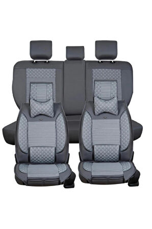 Kia Stonic Uyumlu Lüx Deri Oto Koltuk Kılıfı Ön Arka Set Füme Elit Series