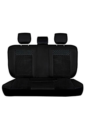 SsanYoung Korando Sports Uyumlu Lüx Deri Oto Koltuk Kılıfı Ön Arka Set Siyah Beyaz Elit Series