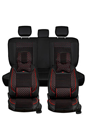 
Seat Cordoba Uyumlu Lüx Deri Oto Koltuk Kılıfı Ön Arka Set Siyah Kırmızı Elit Series