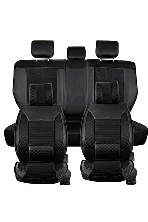 
Seat İbiza ESKİ Uyumlu Lüx Deri Oto Koltuk Kılıfı Ön Arka Set Siyah Elit Series