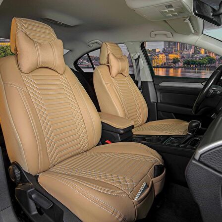 Seat Arona Uyumlu Lüx Deri Oto Koltuk Kılıfı Ön Arka Set Bej Giydirme Tip