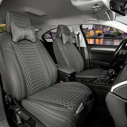 Hyundai İX35 Uyumlu Lüx Deri Oto Koltuk Kılıfı Ön Arka Set Füme Giydirme Tip
