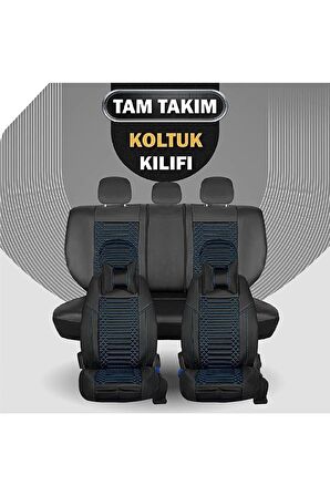 
Honda İntegra Uyumlu Lüx Deri Oto Koltuk Kılıfı Ön Arka Set Siyah Mavi Giydirme Tip