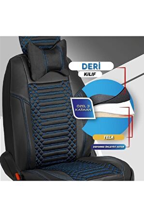 
Honda İntegra Uyumlu Lüx Deri Oto Koltuk Kılıfı Ön Arka Set Siyah Mavi Giydirme Tip
