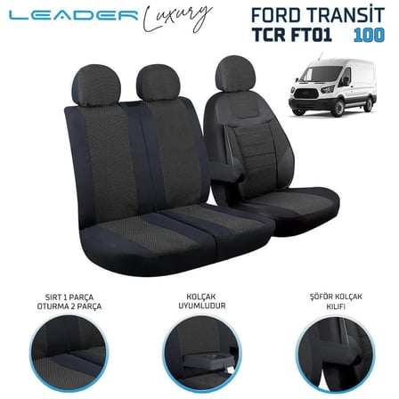 Ford Transit 2013 Sonrası Ticari Oto Koltuk Kılıfı 2+1 Siyah