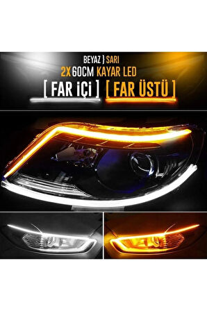 Kia Stonic Uyumlu Far Üstü Far Içi Kayar Led 60 Cm Selamlamalı